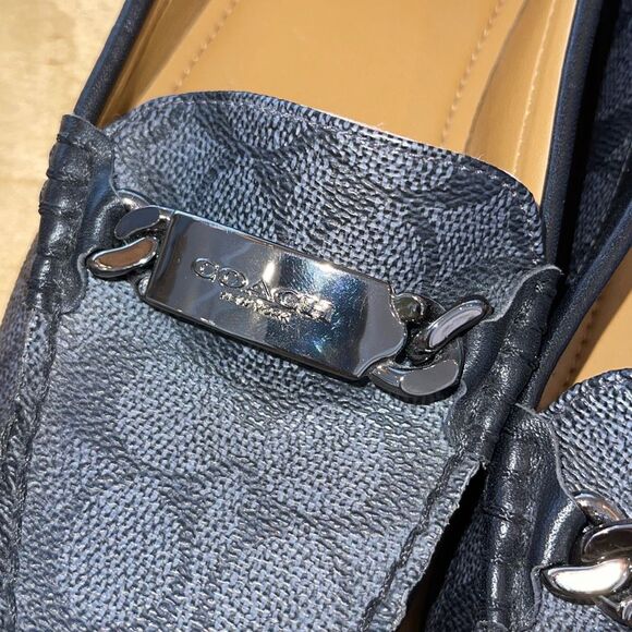 COACH Signature Olive 7.5 B Jacquard Black &‎ Smoke Women's Driving Loafer Logo - Picture 6 of 6